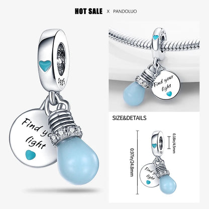 2024 New in Hot Sale Original Charm Beads Fit Pandora Bracelet For Women 925 Silver Glow Discoloration Pendant Bead Jewelry Gift