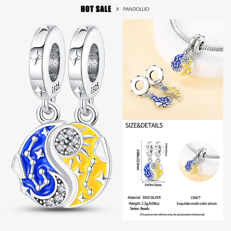 2024 New in Hot Sale Original Charm Beads Fit Pandora Bracelet For Women 925 Silver Glow Discoloration Pendant Bead Jewelry Gift